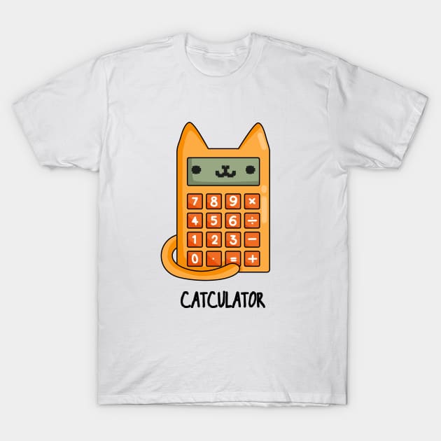 Cat-culator Funny Cat Calculator Puns T-Shirt by punnybone